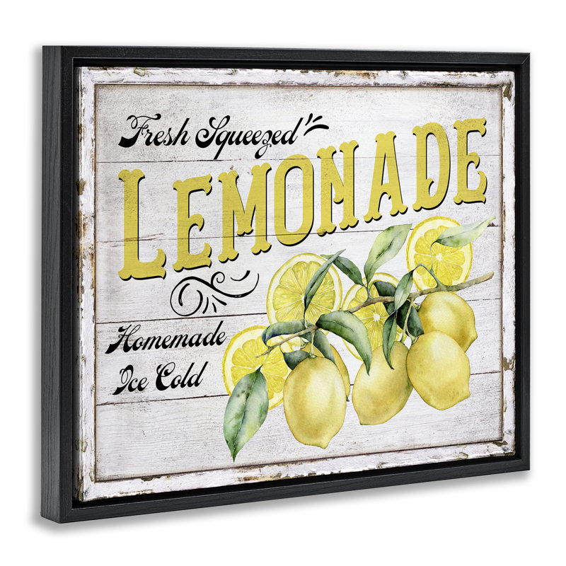  «Fresh Squeezed Lemonade», art mural encadré flottant par Creatif Belle, Cadre flottant noir de jais, H 17 po x l 21 po
