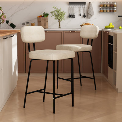 Counter Height Bar Stools , 26 inch Barstools , Fabric Kitchen Counter Stools with Back, Bar Chairs by Wrought Studio