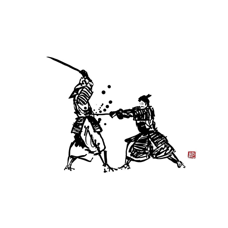 «The Honor of the Samurai III» par Péchane, reproduction d'art sur toile tendue, H 26 po x l 40 po x P 1,5 po