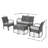 Pe 4 Piece Outdoor Furniture - Iron Structure Grey Waterproof Fabric 44 X 27.5 31.5 Inches Kd Seating Pc Chat & 42.86 In. 28.15 30.63 In-519154315