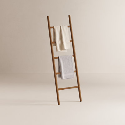 5-Rung Solid Wood Blanket & Towel Ladder for Bathroom Bedroom Living Room
