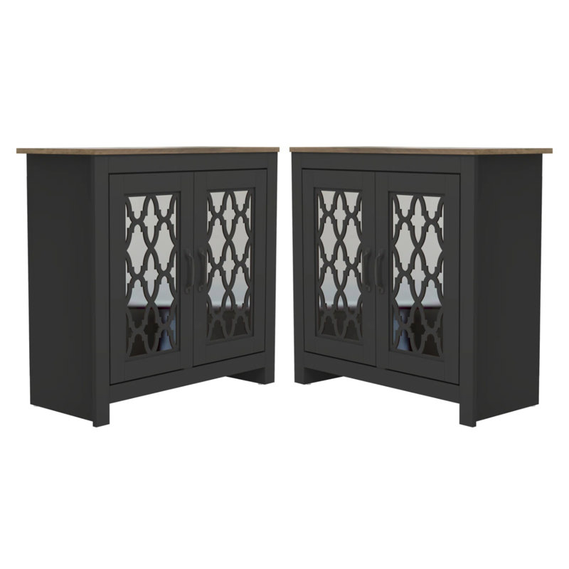 Chessani 2 Piece Shoe Storage, Black/Knotty Oak