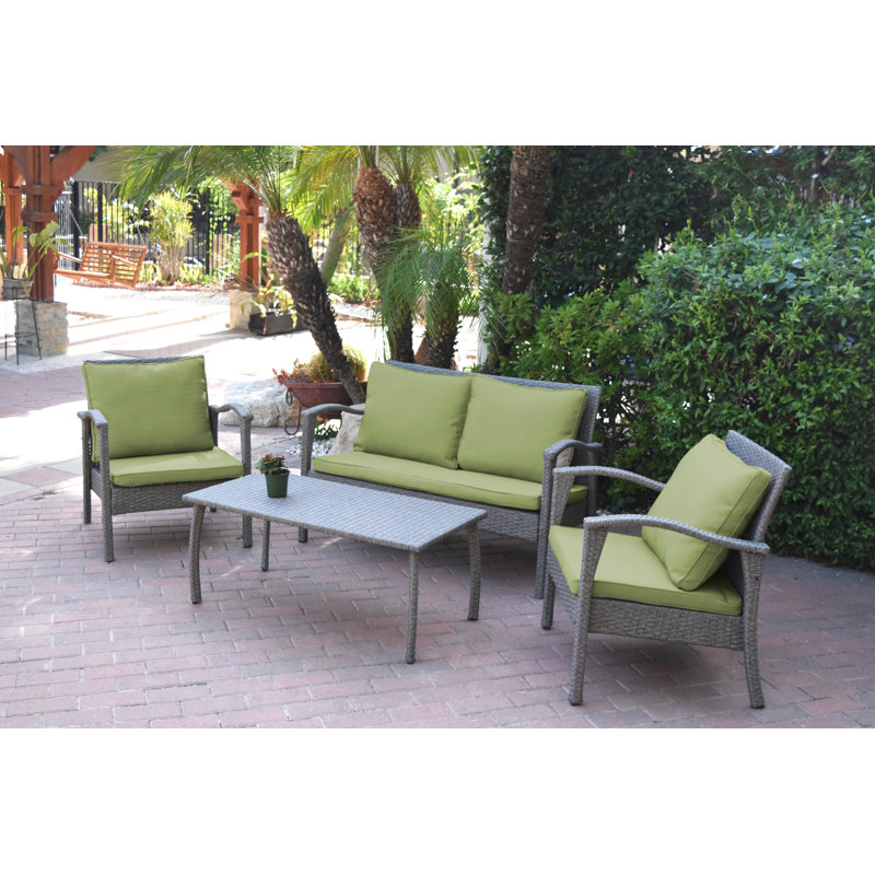 Aviana 4 - Person Patio Conversation Set with Cushions, Sage Green