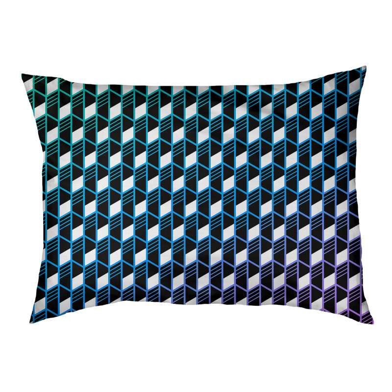 Byrge Geometric Fleece Pet Bed, Medium - 42.5" L x 32.5" W, Blue/Black/Purple