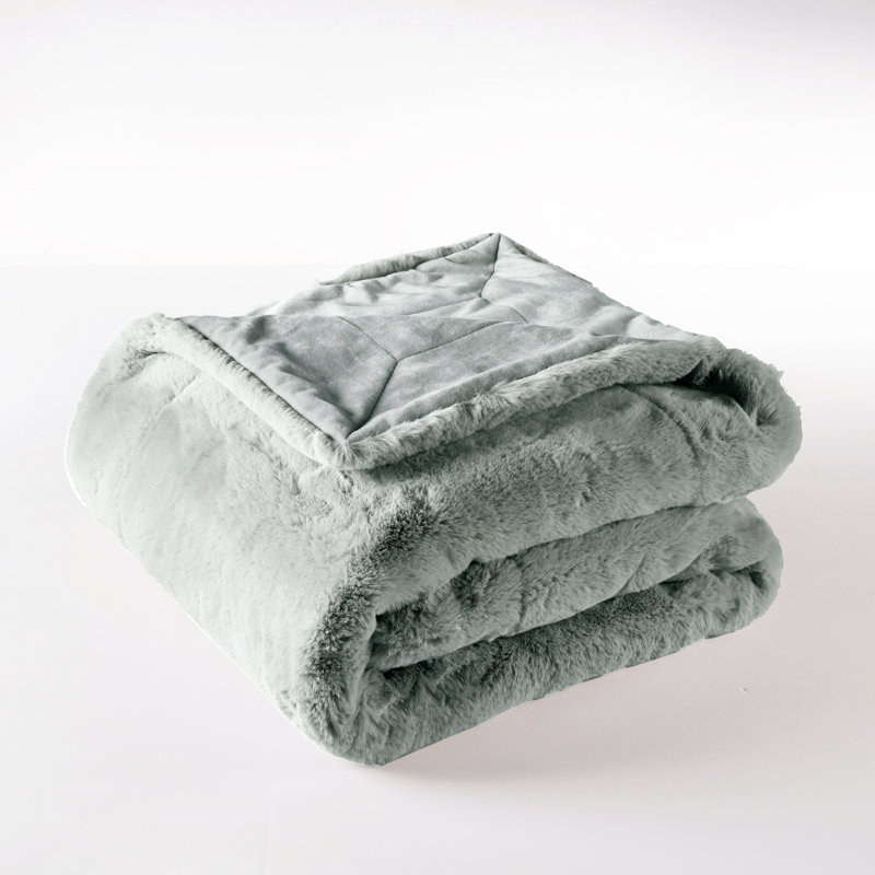 Jeté lourd en fausse fourrure, L 50 po x L 60 po, Argent