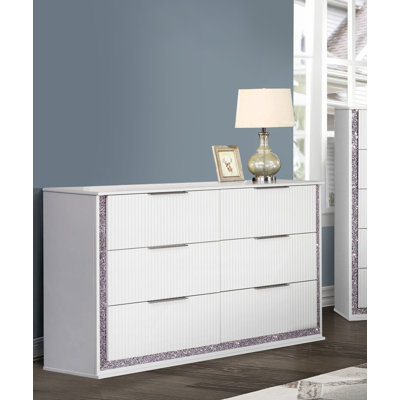White Glam & Chic 6 Drawer Dresser