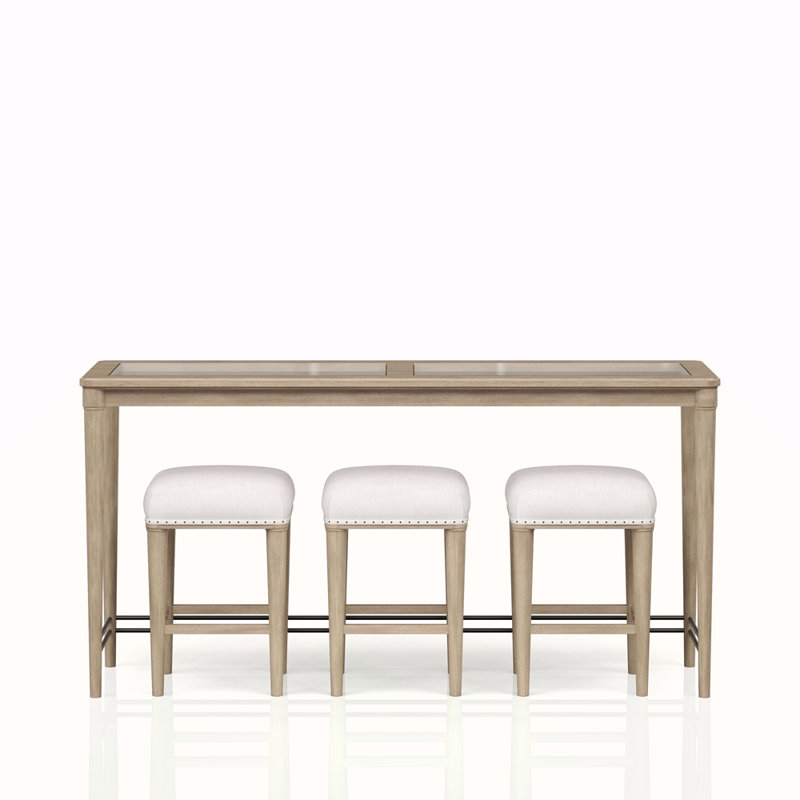 Console en verre givré avec 3 tabourets