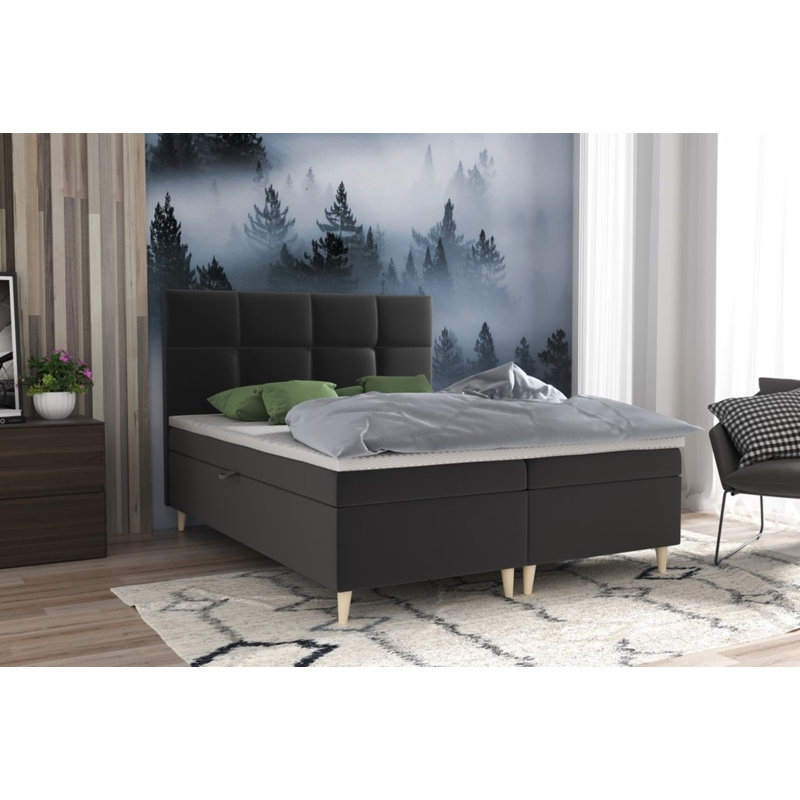 Boxspring Bed Inari with Storage, Beige, 140 x 200cm