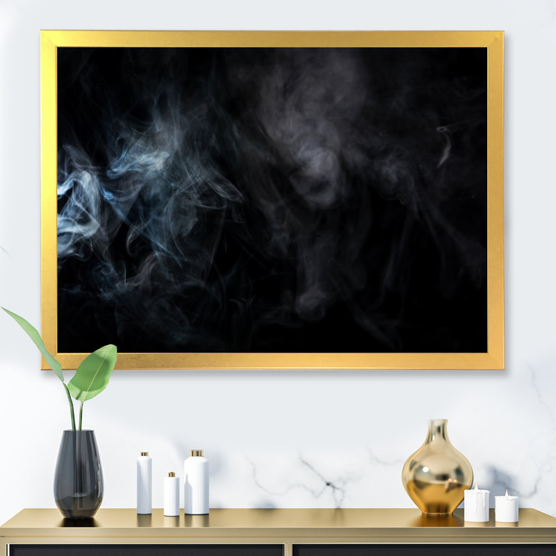 Tempête mystique grise et noire - œuvre d'art moderne sur toile, H 12 po x l 20 po x P 1 po, Cadre photo doré