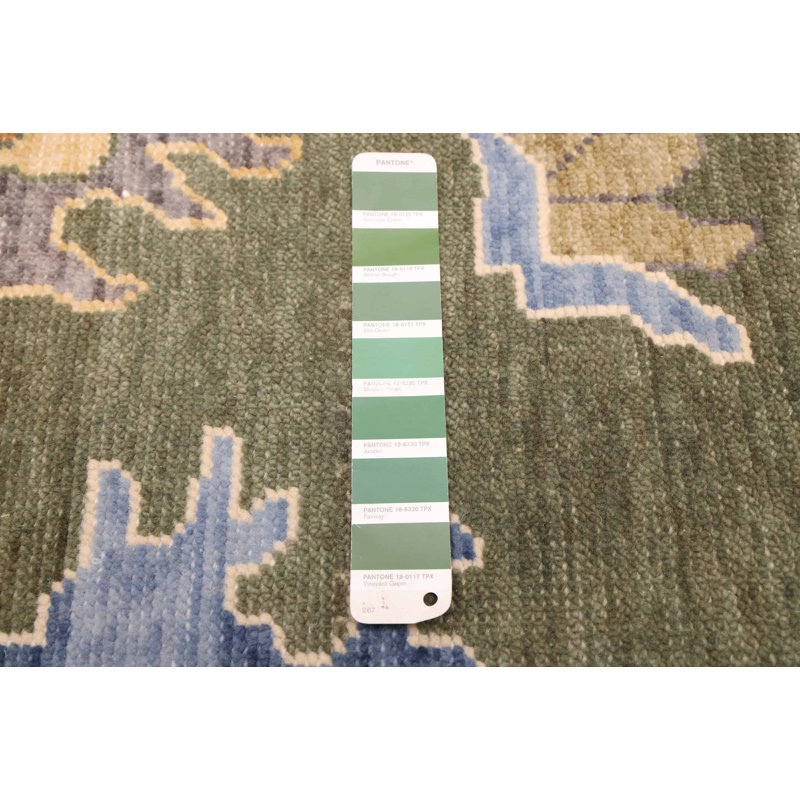 Tapis vert moderne Oushak 10 pi 2 po x 14 pi 0 po
