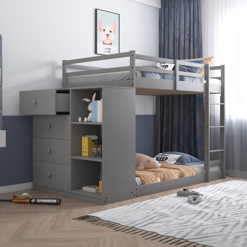 Felise Kids Twin Over Twin Bunk Bed with Drawers