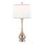 Lampe de table contemporaine 28,75 "en nickel brossé et lin blanc avec garniture argentée Cairo de Grandview Gallery - ensemble de 2