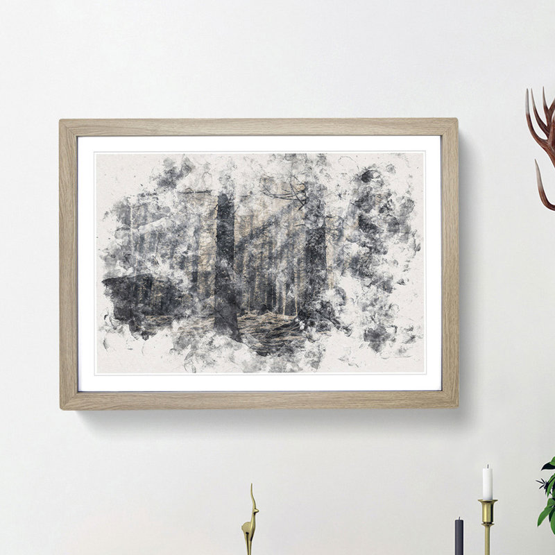 Pine Tree Forest - Picture Frame Painting Print, 62cm H x 87cm W x 2cm D, Oak Framed