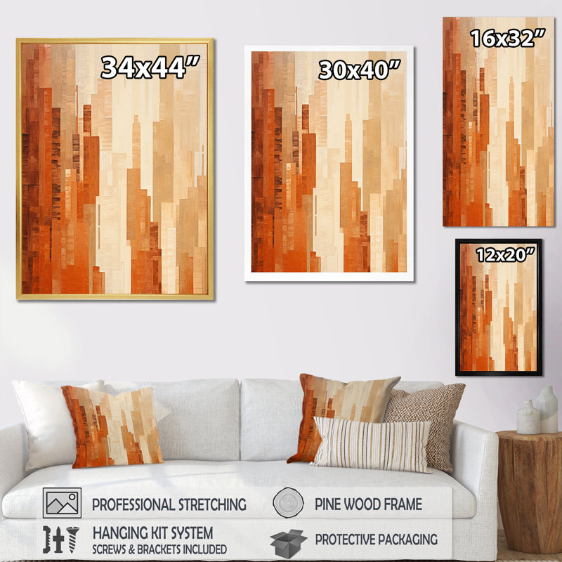 Caramel Colonnes Skycrapers Dream II, H 32 po x l 16 po x P 1 po, Cadre flottant doré