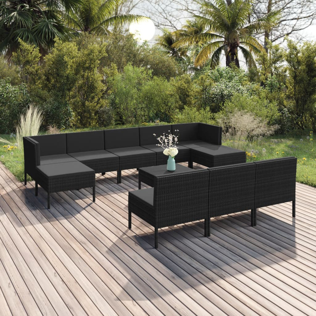 9-Sitzer Lounge-Set Jaymari aus Polyrattan mit Polster