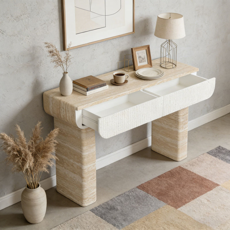 Console, canapé, Beige + jaune