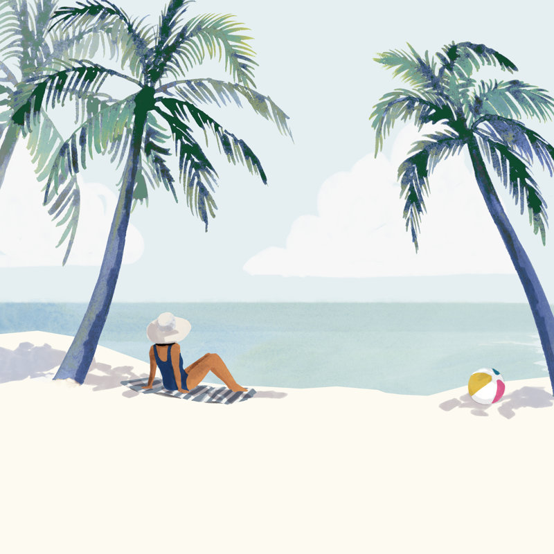 Palm Tree Paradise I by Victoria Barnes - Wrapped Canvas Painting, 91cm H x 91cm W