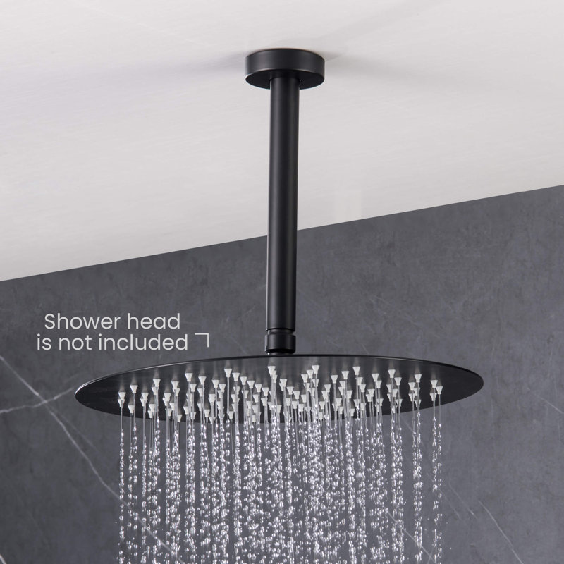 Circular 8" Ceiling Mounted Shower Arm, Matte Black