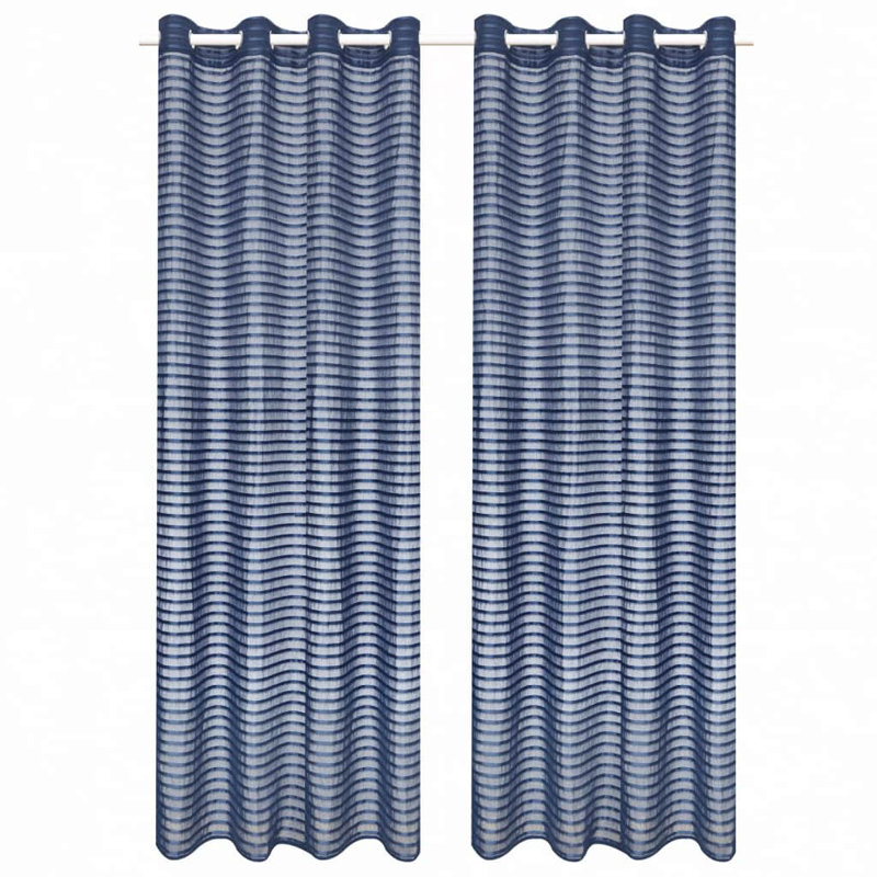 Cayden Semi Sheer Curtain Pair, Blue, Width 140cm x Drop 175cm