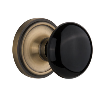 Classic Rosette with Black Porcelain Door Knob