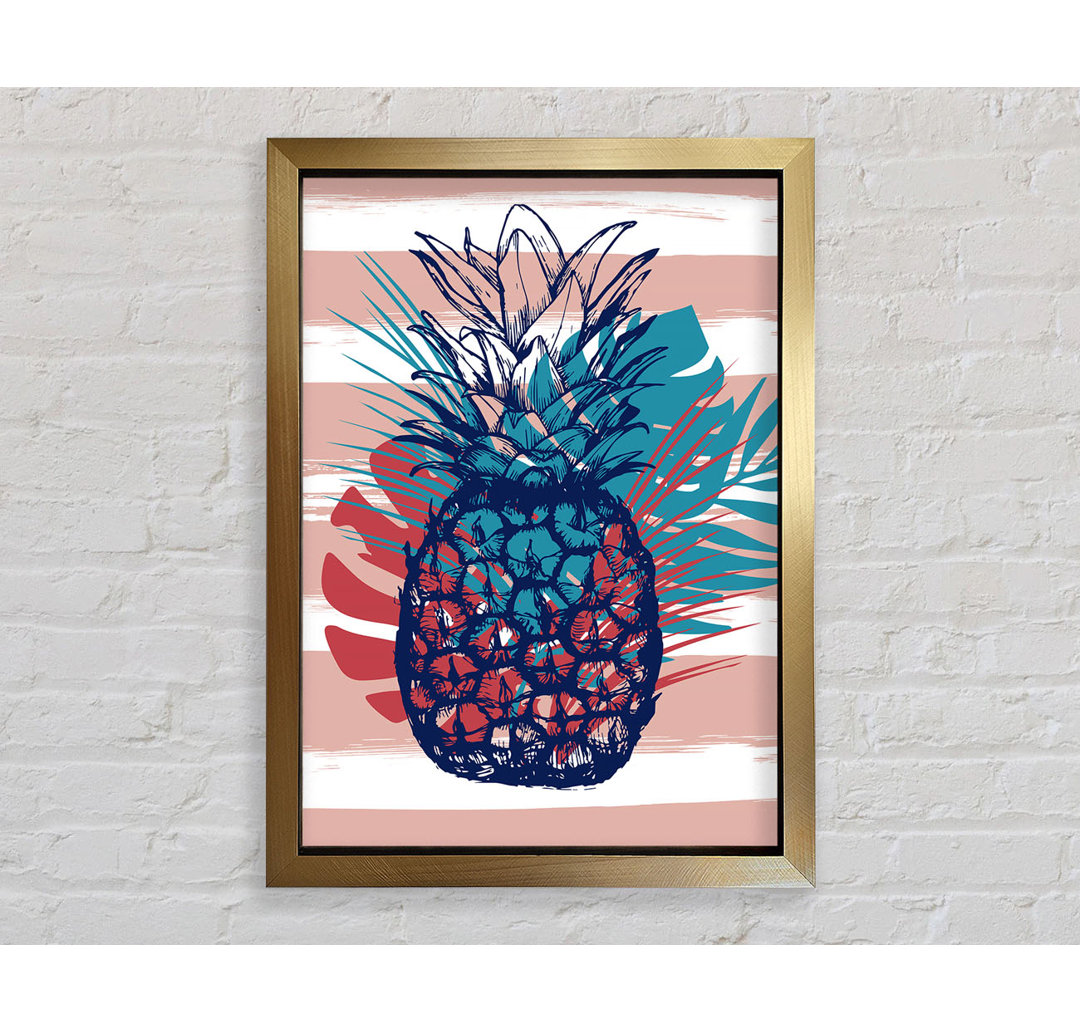 Pop Art Ananas Palmblätter - Einzelner Bilderrahmen Kunstdrucke