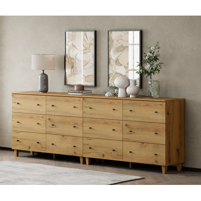 Ensemble de 2 commodes décoratives avec 12 tiroirs pour la chambre à coucher, 94,4 po