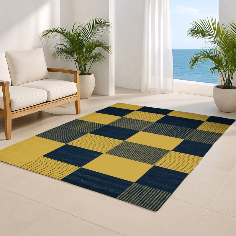 Tapis d'intérieur et d'extérieur à carreaux gris, Rectangulaire 2 pi x 3 pi