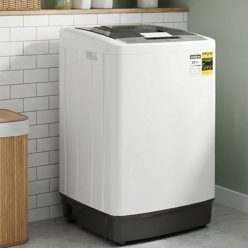 Portable Fully Automatic Washing Machine With Led Control Panel - 10 Programs & 8 Water Levels For Apartments, Rvs & Small Spaces
