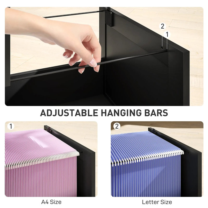 40cm Wide 2 -Drawer File Cabinet, Black