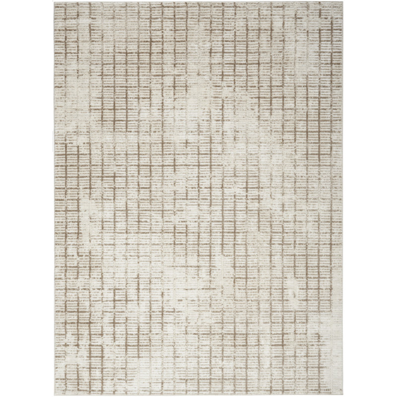 Wrought Studio™ Mayukha  Ivory Beige Modern Indoor Rug, Rectangle 7'10" x 9'10"