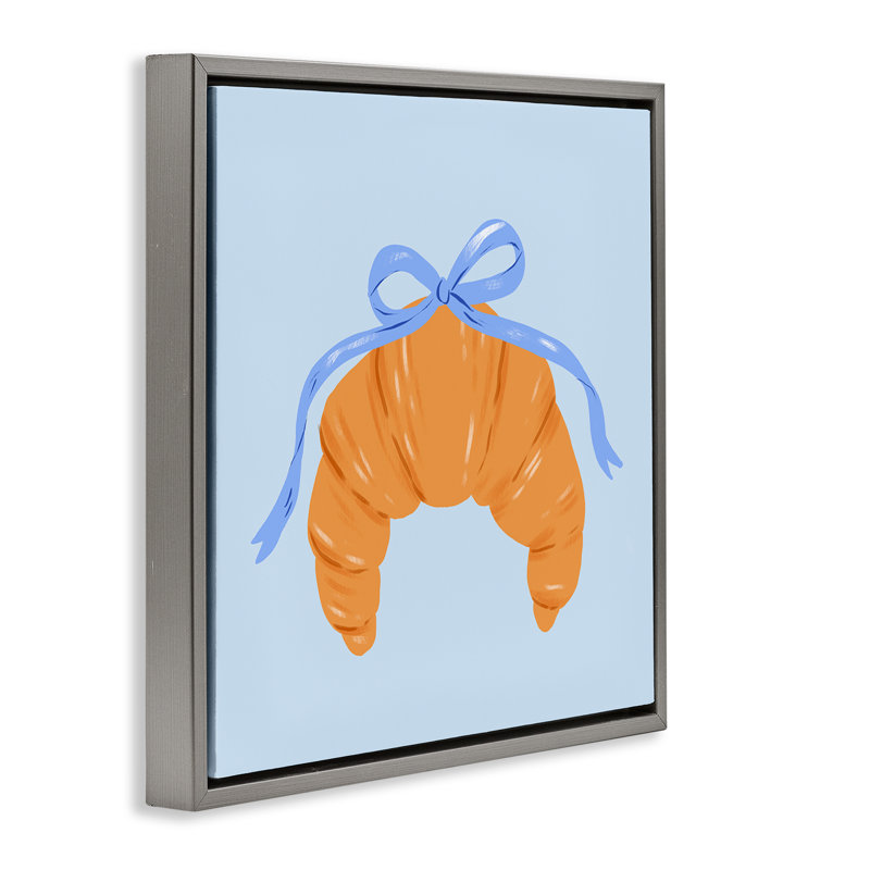 Cadre flottant Blue Bow Croissant, design par Krissy Mast, H 25 po x l 25 po, Cadre flottant gris lustré