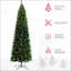Arbre de Noël artificiel de 9 pi avec 1298 branches, ouverture automatique, base en acier, aiguilles de pin, vert