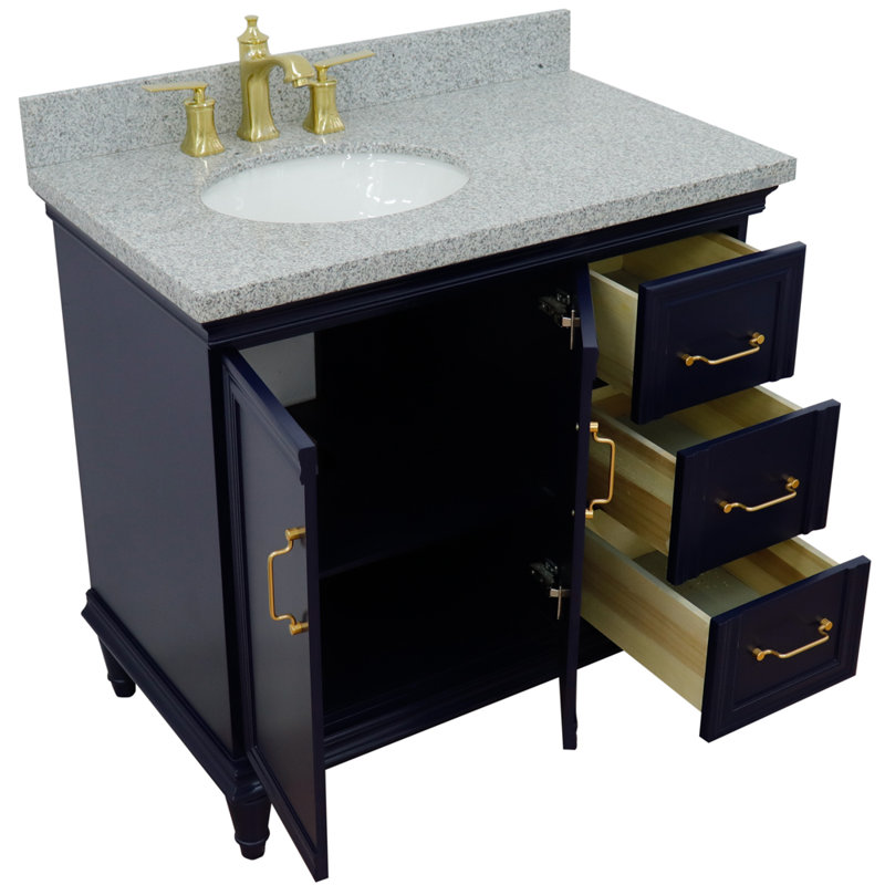 Ensemble de meuble-lavabo simple 37 po Lingerfelt, Bleu, gris