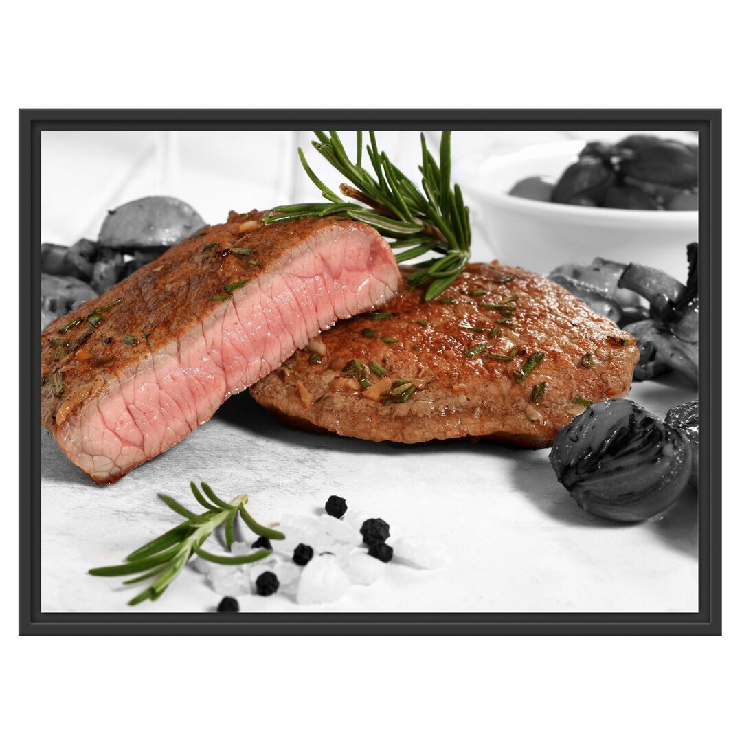 Gerahmtes Wandbild saftiges Medium Steak