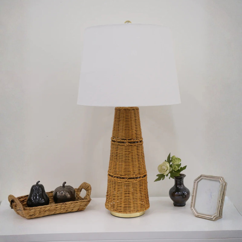 Rattan Table Lamp/Fabric Shade With Ul Standard