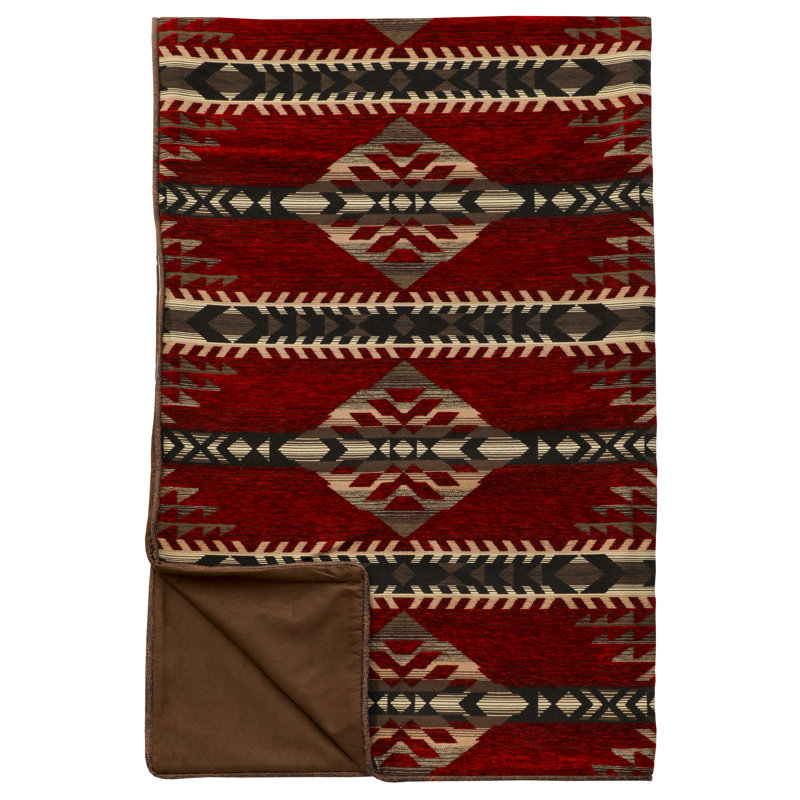 Plaid Wooded River Gallop Claret - 137 x 183 cm, couverture d'appoint western pour canapé et chambre de style ranch