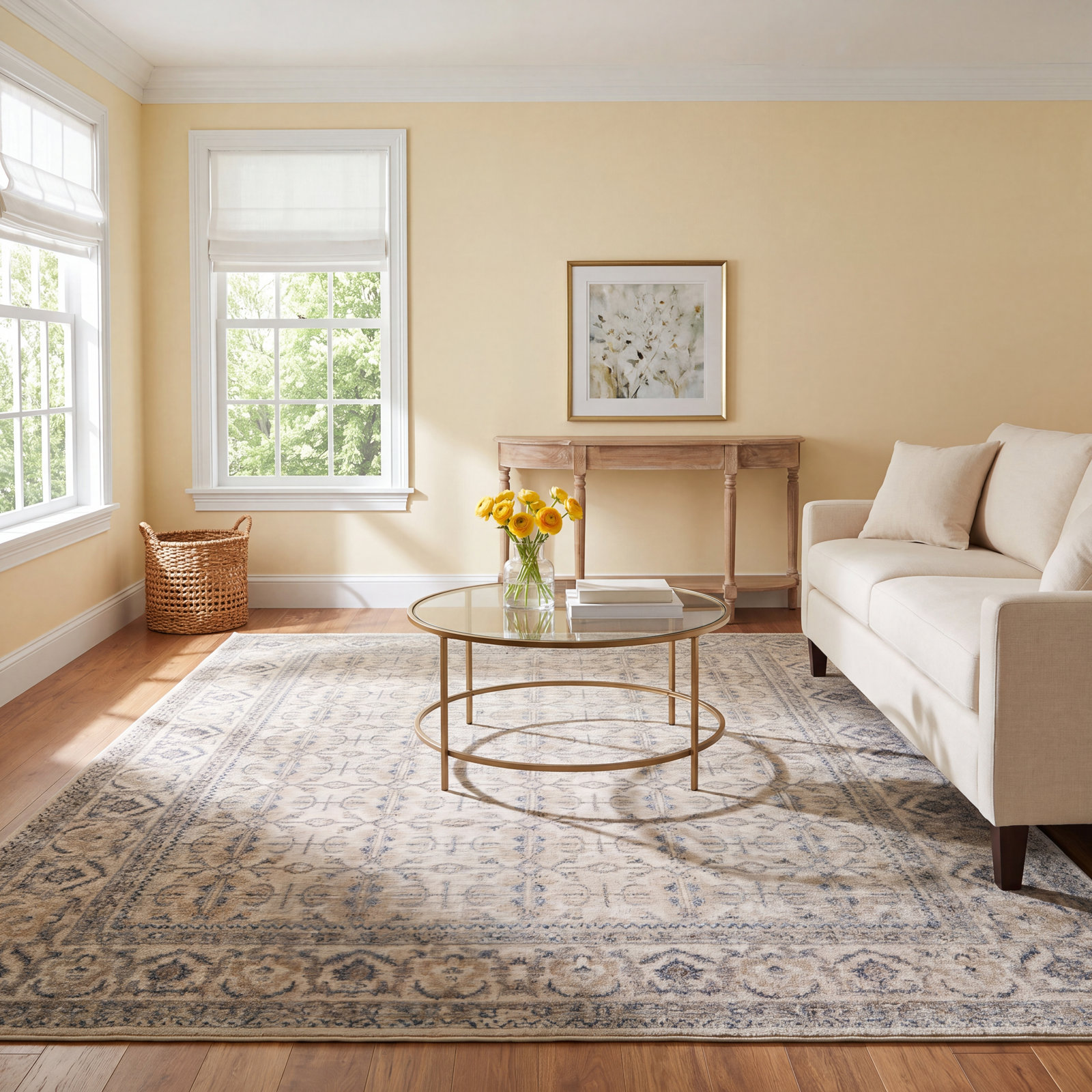 Devoris Gray Brown Oriental Rug, Rectangle 4' x 5'7"