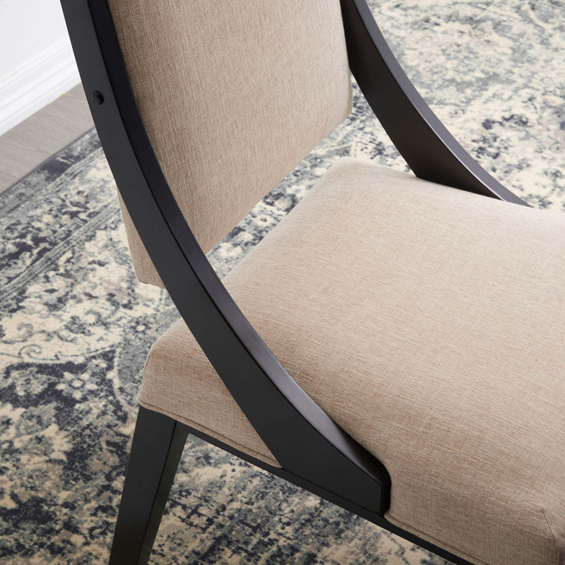 Ensemble de 2 chaises de salle à manger rembourrées en tissu Cambridge, Beige