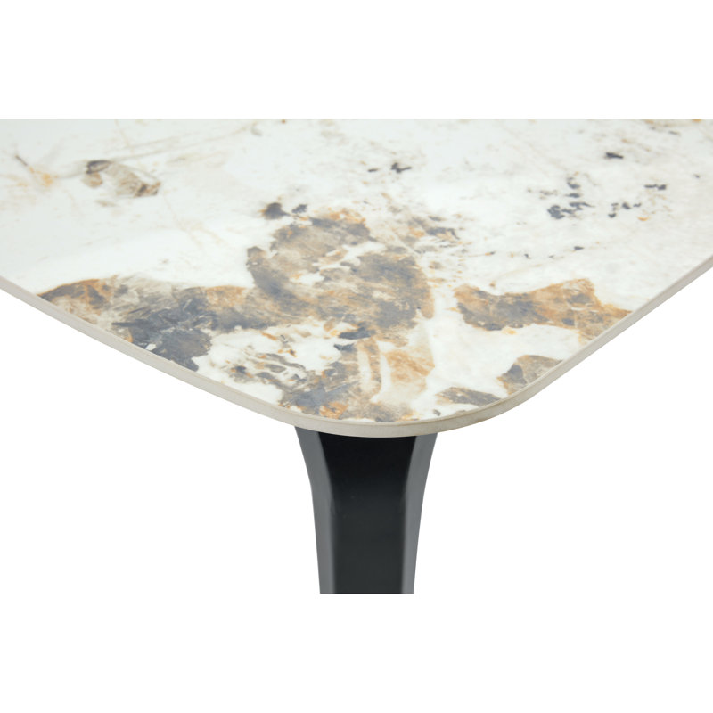 Table de salle à manger moderne résistante à la chaleur, en pierre de qualité supérieure et en métal pour les cuisines compactes