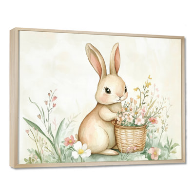 Bunny with a Basket of Spring I - Seasonal Canvas Art Print