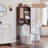 Over The Toilet Storage Cabinet With Rattan Sliding Door, 68" Tall Wood Above Toilet Bathroom Organizer W/Adjustable Shelf & Curved Profile, Space Saver Freestanding Washer Shelf-1883960651