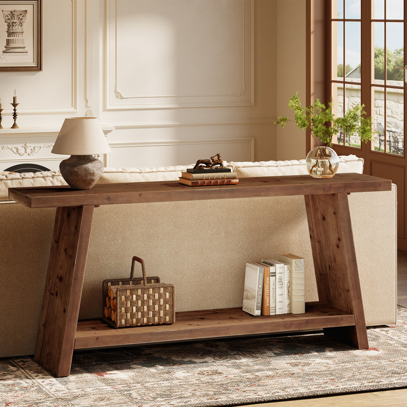 70.9-inch Soild Wood Console Table, Brown