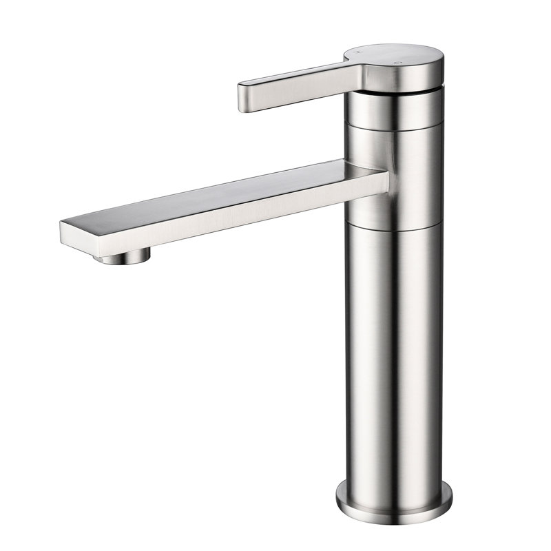 Single Handle Bathroom Sink Faucet, Brushed Nickel, Stainless Steel, Spot- Surface, Resists Water And Fingerprint Stains, Simple Rounded Lines For A Relaxed Atmosphere Nickel Vanity, Finish Less