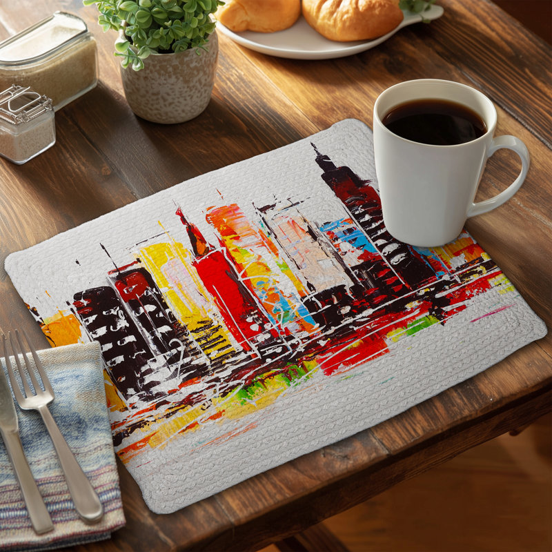 Ensemble de 4 napperons en polyester tressé Bright City