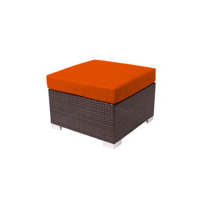 Repose-pieds d'extérieur en osier avec coussin Sunbrella
