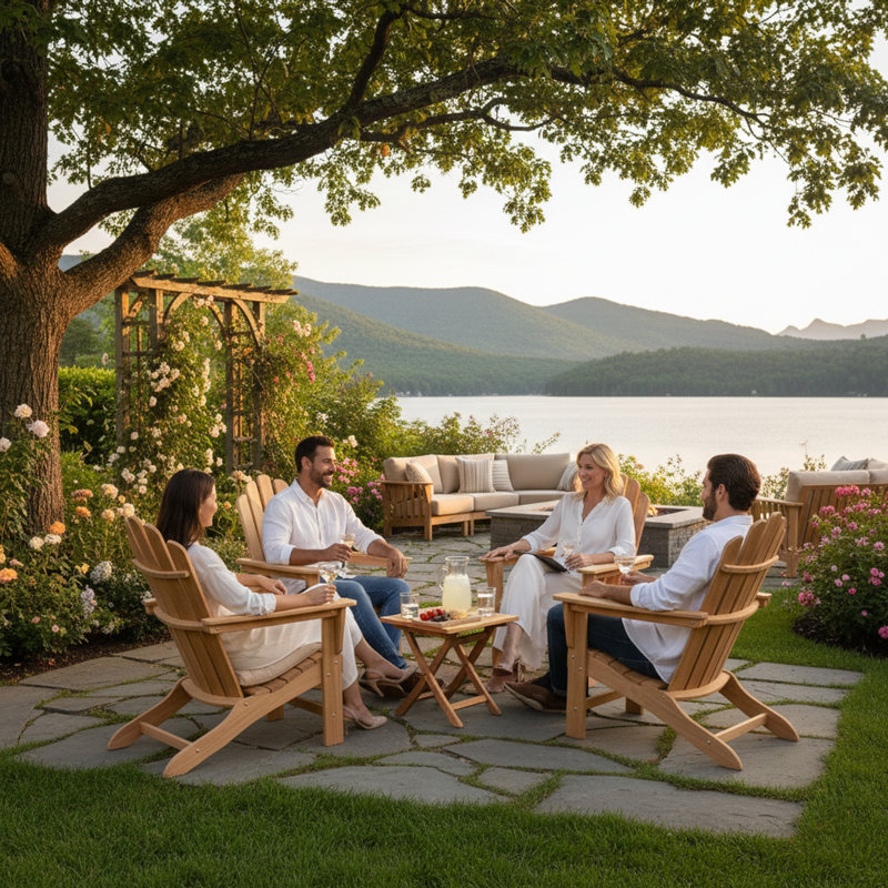 Ensemble de patio extérieur en teck Grade A 5 pièces (4 chaises + 1 table d'appoint)