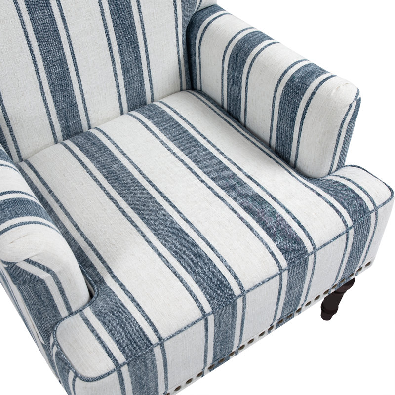 Fauteuil Iliana, Dark Blue Stripe Linen