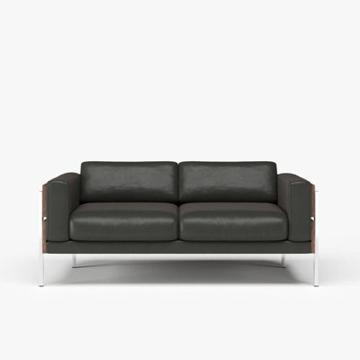 Forum 2-Seat Sofa Walnut Black Leather