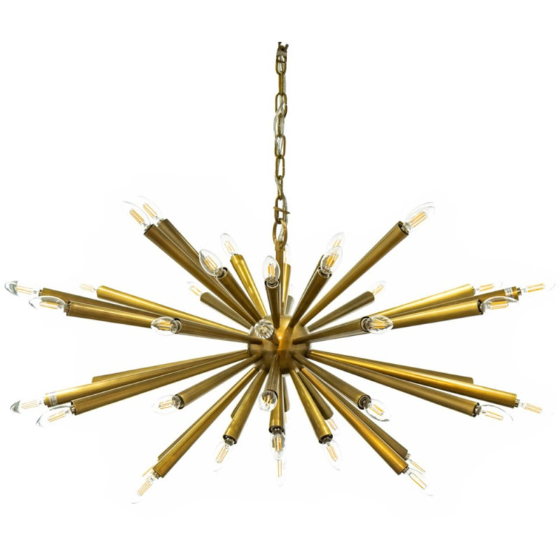 Lustre art déco Alan Mizrahi, Laiton, H 40 po x l 60 po x P 60 po