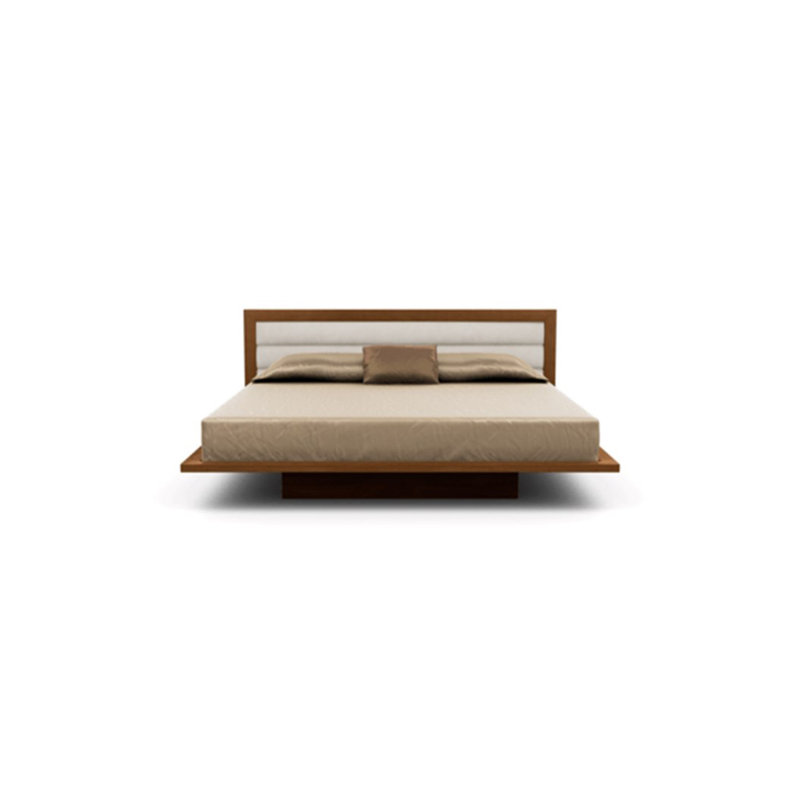 Lit Moduluxe avec tête de lit tapissier de 35 po, Cerise brune, Très grand californien, Onyx